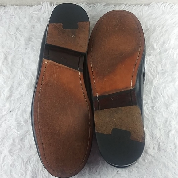 Cole Hann Black Genuine Leather Tassel Upper Almond Toe Slip On Loafer Shoe - Picture 7 of 13